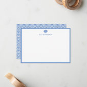 Carte De Correspondance Coquillage bleu classique Papeterie personnalisée  (Devant/Arrière en situation)