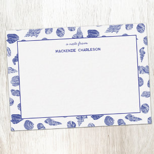 Carte De Correspondance Coquillage Marin Bleu Personnalisé