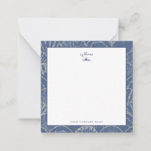 Carte De Correspondance Coquille d'aquarelle bleu profond et or