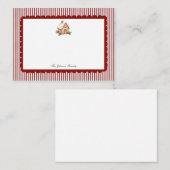 Carte De Correspondance Coquille Saint-Jacques rouge à rayure à carreaux N (Devant / Derrière)