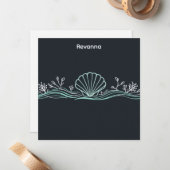 Carte De Correspondance Coquilles sur vert foncé (Devant/Arrière en situation)