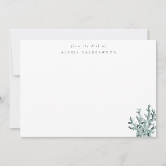 Carte De Correspondance Corail de mer vert moderne personnalisé (Devant)