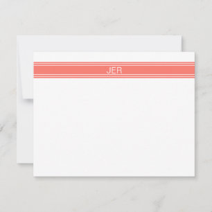 Carte De Correspondance Corail Populaire Monogramme Personnalisé Nom Initi