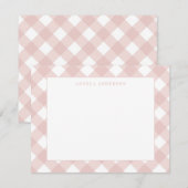 Carte De Correspondance Corail Rose Pêche Pastel Moderne Gingham Carreaux (Devant / Derrière)