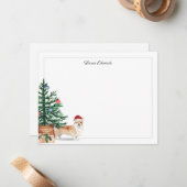 Carte De Correspondance Corgi arbre de Noël de vacances (Devant/Arrière en situation)