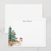 Carte De Correspondance Corgi arbre de Noël de vacances (Devant / Derrière)