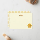 Carte De Correspondance  Corn Muffin Cute Drawing Monogram Cream (Devant/Arrière en situation)