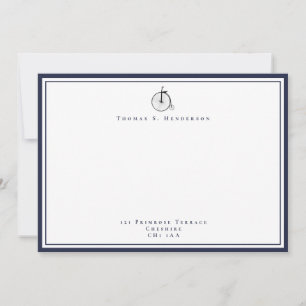 Carte De Correspondance Correspondance bleu marine classique Penny Farthin