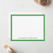 Carte De Correspondance Correspondance Classique Double Bordure Vert Émera (Devant/Arrière en situation)