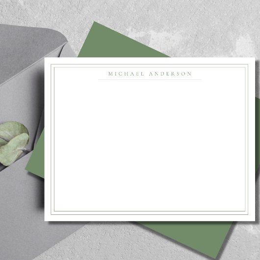 Carte De Correspondance Correspondance de bordure mince double verte