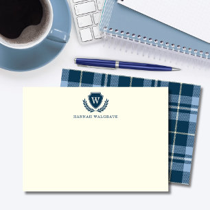 Carte De Correspondance Correspondance du monogramme bleu de la Marine