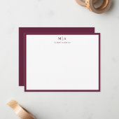 Carte De Correspondance Correspondance du monogramme de bordure classique (Devant/Arrière en situation)