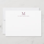 Carte De Correspondance Correspondance moderne Monogram Plum Purple (Devant)