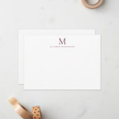 Carte De Correspondance Correspondance moderne Monogram Plum Purple (Devant/Arrière en situation)