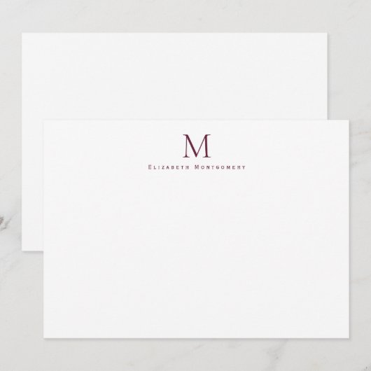 Carte De Correspondance Correspondance moderne Monogram Plum Purple (Devant / Derrière)