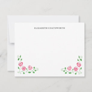 Carte De Correspondance Cottagecore personnalisé Roses à main joli