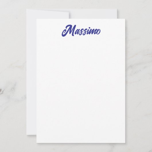 Carte De Correspondance Couleur bleu profond, calligraphie moderne simple (Devant)