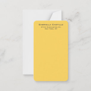 Carte De Correspondance Couleur créative Jaune Plaine Élégante Simple