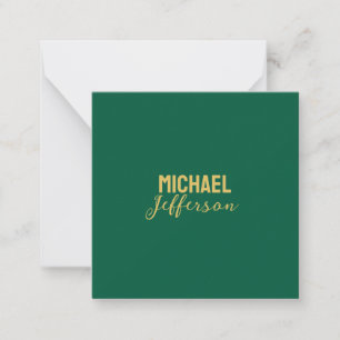 Carte De Correspondance Couleur vert or élégant nom minimaliste moderne