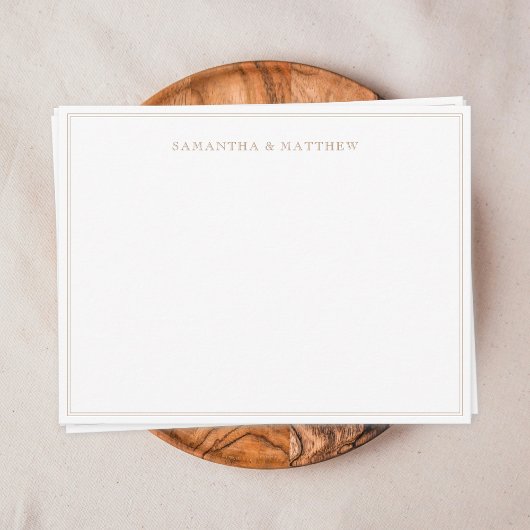 Carte De Correspondance Couple Bordure Double Or