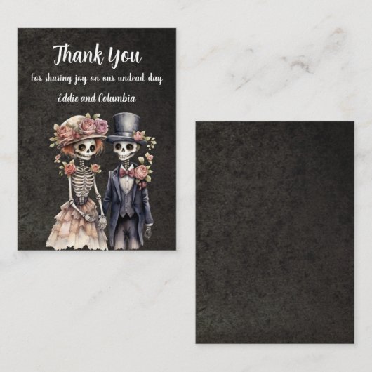 Carte De Correspondance Couple Merci Skeletal (Devant / Derrière)