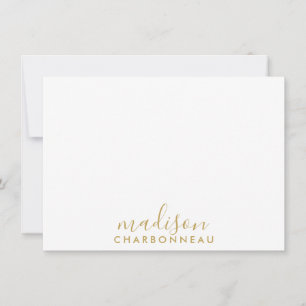 Carte De Correspondance Couple Monogramme Minimaliste Gold Script