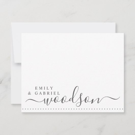 Carte De Correspondance Couple Newlyweds Nom Mariage Monogramme Script (Devant)