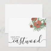 Carte De Correspondance Couple Nom Mariage Monogram Floral (Devant / Derrière)