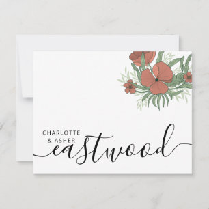 Carte De Correspondance Couple Nom Mariage Monogram Floral