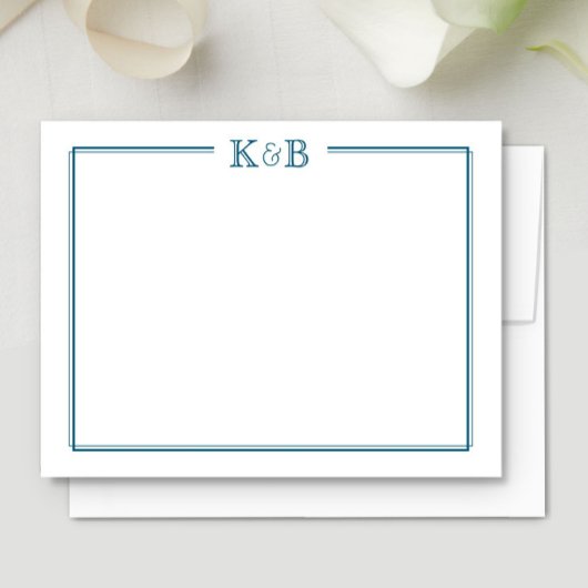 Carte De Correspondance Couple's Initials Newlyweds Monogram Blue