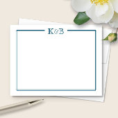 Carte De Correspondance Couple's Initials Newlyweds Monogram Blue
