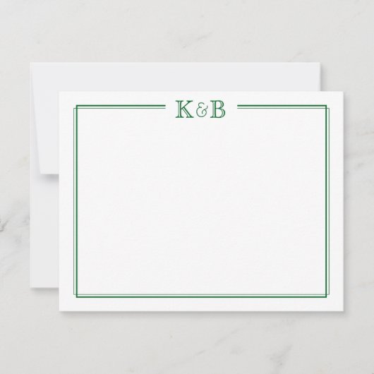 Carte De Correspondance Couple's Initials Newlyweds Monogram Green (Devant)