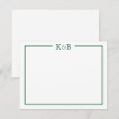 Carte De Correspondance Couple's Initials Newlyweds Monogram Green (Devant / Derrière)
