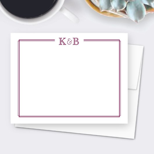 Carte De Correspondance Couple's Initials Newlyweds Monogram Wine Maroon