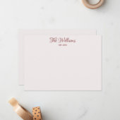 Carte De Correspondance Couples Personnalisé Bourgogne Élégante Calligraph (Devant/Arrière en situation)