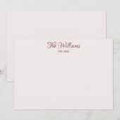 Carte De Correspondance Couples Personnalisé Bourgogne Élégante Calligraph (Devant / Derrière)