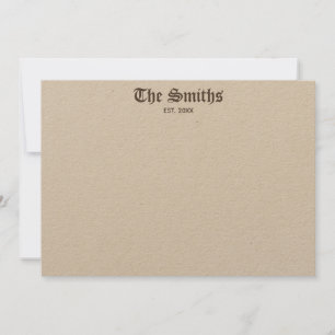 Carte De Correspondance Couples Personnalisé Brown Classic Calligraphie