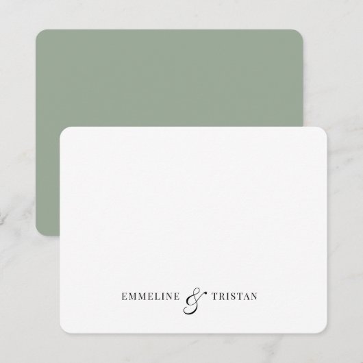 Carte De Correspondance Couples personnalisés Papier à lettres Sage Green (Devant / Derrière)