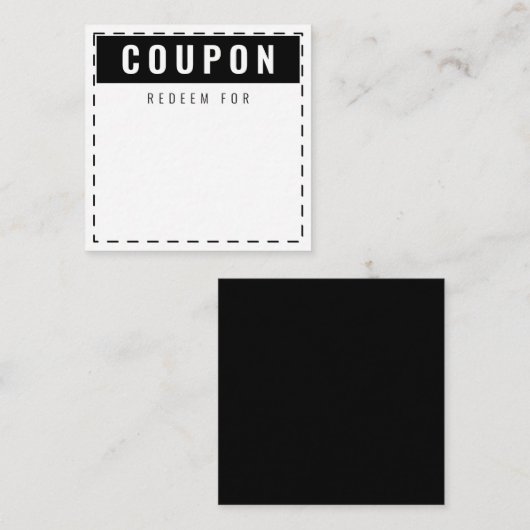 Carte De Correspondance Coupons du jour | Noir classique blanc (Devant / Derrière)