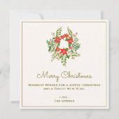 Carte De Correspondance Courbe de Noël traditionnelle Poinsetta (Devant)