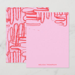 Carte De Correspondance Courbe rose Wavy Squiggle Abstrait moderne