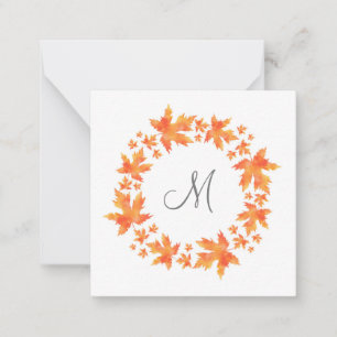 Carte De Correspondance Couronne de feuilles d'érable à l'aquarelle
