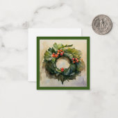 Carte De Correspondance Couronne de houx aquarelle (Devant/Arrière en situation)
