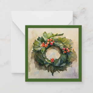 Carte De Correspondance Couronne de houx aquarelle