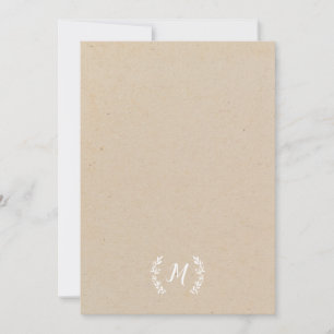 Carte De Correspondance Couronne de laurier Kraft rustique monogramme