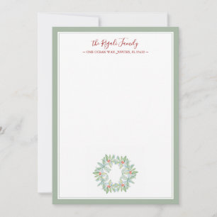 Carte De Correspondance Couronne de Noël à l'aquarelle Cadeau de pendaison