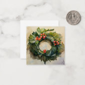 Carte De Correspondance Couronne de Noël de houx (Devant/Arrière en situation)