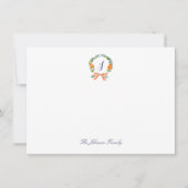 Carte De Correspondance Couronne de Noël de vacances Monogramme Oranges (Devant)