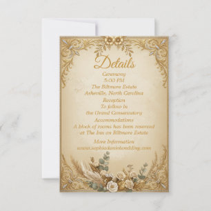 Carte De Correspondance Couronne d'Ivoire Dorée Pampas Élégant Royal Boho