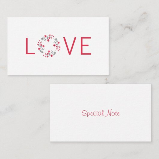 Carte De Correspondance Couronne florale aquarelle grise rouge (Devant / Derrière)